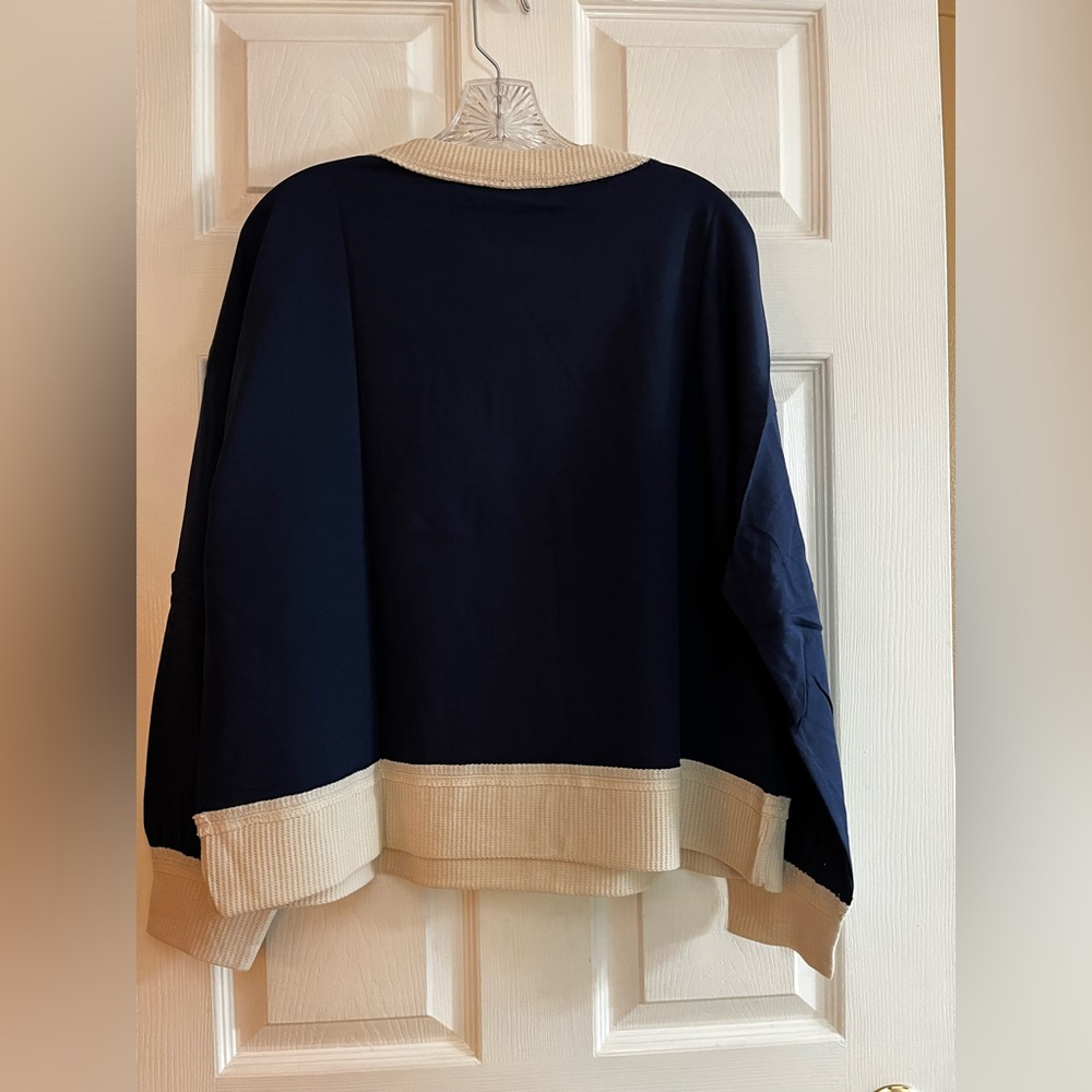 Oddi/women’s NWT LS Blue Heart Pattern Sweatshirt Size S - Picture 7 of 12